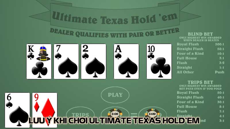 Lưu Ý Khi Chơi Ultimate Texas Hold'em